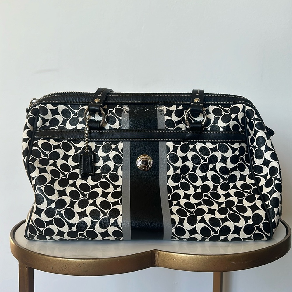 Coach Black and White Monogram purse